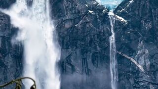 Glacier-waterfall Ventisquero Colgante, Chile.