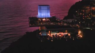 Balinese night club with a gorgeous view of the ocean, Indonesia.