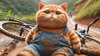 Cat bike Race funny moments