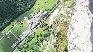 The Via Ferrata trail leading from the village of Mürren to Gimmelwald, Switzerland.