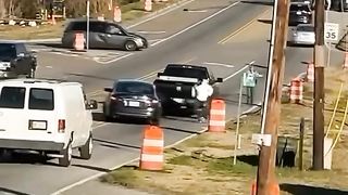 A by stander slams down a man running away from the cop