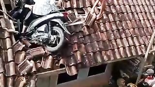 single motorbike accident due to being in a hurry