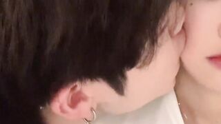 Bf kissing his  girlfriend's in home