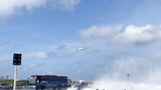 hit by high sea waves