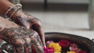 Placing Flowers in a Metal Bowl