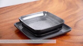 Vancasso Stern 16 piece grey stoneware dinnerware reactive glaze dinnerware