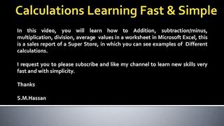 Microsoft Excel Learning Calculations Fast