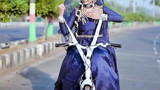 Cute girl dance on bycycle ❤????