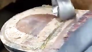 That's art!  Resoling a pair of Goodyear welted shoes ...
