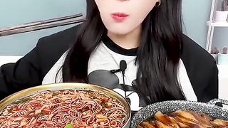 Cute girl eating food eating food