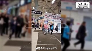 Evacuation at London Mall in St. Petersburg. Petrons Urged to Leave