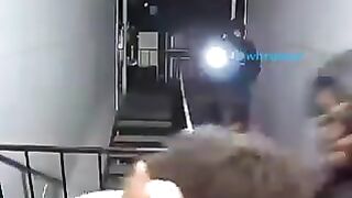 Two armed people were about to kidnap a young man, but his girlfriend came out on them with a machine gun and saved him ????