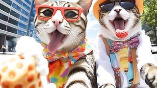 Funny pictures of most funny cats #funny#cats. cats with friends in the party.