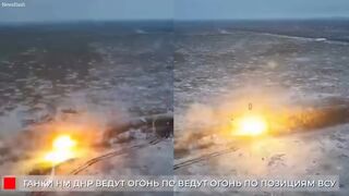 Pro-Russian tanks take aim at Ukrainian position in the Donetsk region
