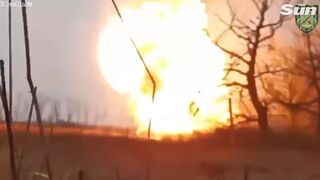 Russian tank explodes in HUGE ball of flames after Ukrainian airstrikes