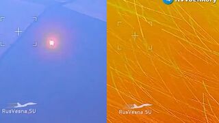Ukrainian air defense systems attempting to engage Russian UAVs