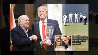 Trump seen celebrating after making a putt while playing golf
