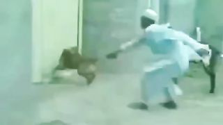 Hold man and dog