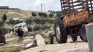 Israeli settlers attacked and stoned Palestinian