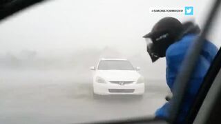 Storm Chaser Battles Hurricane Irma’s Powerful Winds _