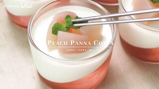 Peach Pudding ???? (Candied Peach Dessert Making Video) _ Cong Cooking
