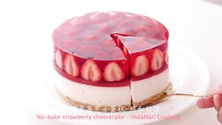 No-bake strawberry cheesecake tutorial, it is recommended to wear headphones [HidaMari Cooking]