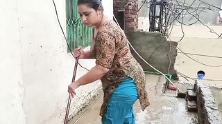 Hard Working Village Girl working in Rain