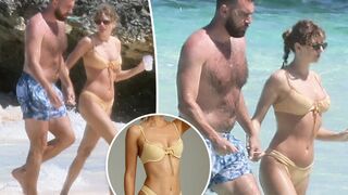 Taylor Swift and Travis Kelce seen kissing in bathing suits on PDA-packed Bahamas vacation