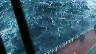 ship saillng in Rough#short#sea#waves
