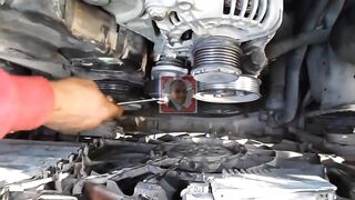 طريقة تركيب سير الدينامو والتكييف فى سيارة اودى محرك - 1.9 Alternator belt installation VW Audi TDI.