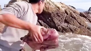 What did this man do with the fish?