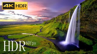 World Beautiful Waterfall 4K HDR Video with Relaxing Music  beautiful places in the world