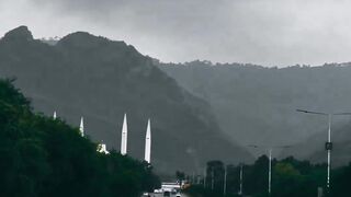 Faisal mosque Islamabad |rainy day |capital weather