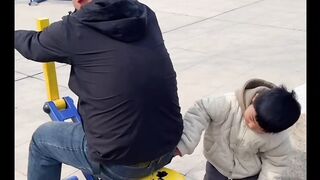 Kids fun with man