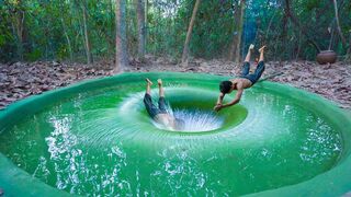 Build The Most Secret Deep Hole Underground Swimming Pool, Men Survival Living Off The Grid