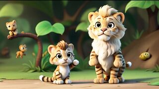 lion and cat story in jungle