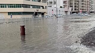 After  Heavy Rain Water  in Dubai Some streets.