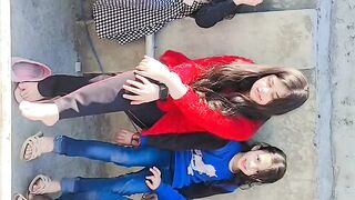 All sisters and one brother making video for fun