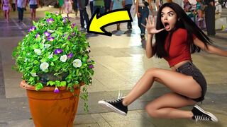 In Madrid This Bush Gives The Craziest Scares !! Bushman Prank