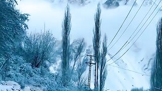 Snow fall Pakistan Karakorum highway