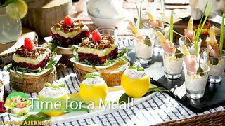 Stuffed lemons, beetroot tartare and wrapped asparagus. Easy party food ideas