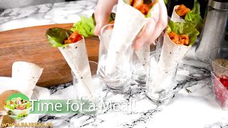 How to make stuffed cones. Tortilla, puff pastry and rucola dough recipes. Easy