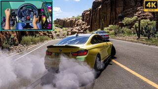 BMW F82 M4 Drift - Forza Horizon 5 Steering Wheel Gameplay 4K