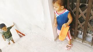 Cute Baby Arash Fight from Hiding - Arash Playing Hide and Seek with Her Friend