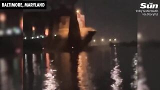 New footage shows cargo ship SLAMMING into Baltimore bridge