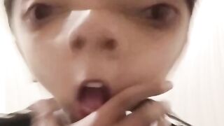 Boy is having fun while calling to his friends on internet