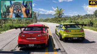 Mitsubishi Lancer Evo X - Forza Horizon 5 - Steering Wheel Gameplay 4K 60FPS