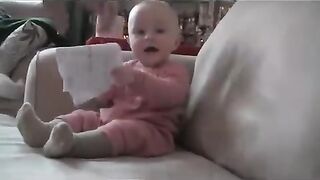 Baby Laughing Hysterically at Ripping Paper