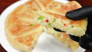 Cheese Potato Flatbread! No Oven, Golden and Crispy