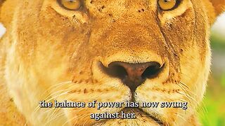 Animal cow tried to stomp the lion